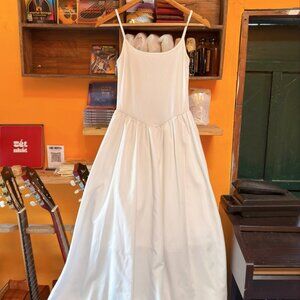 White Spaghetti Strap Flowy Maxi Dress Minimalist Sundress